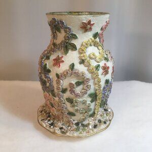 VASE - Sculptured Florals on Glass